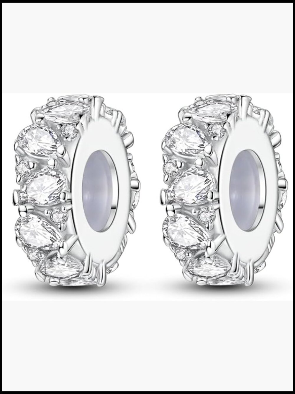 Sterling Silver Cubic Zirconia Stopper Charm for Bracelets Safety Chain